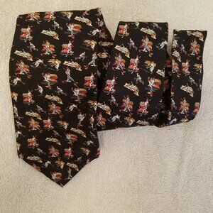 MUSEUM ARTIFACTS SILK TIE-AMERICAN BASEBALL PRINT- VINTAGE 1990-HANDMADE USA